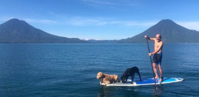 Men over 50 paddle boarding